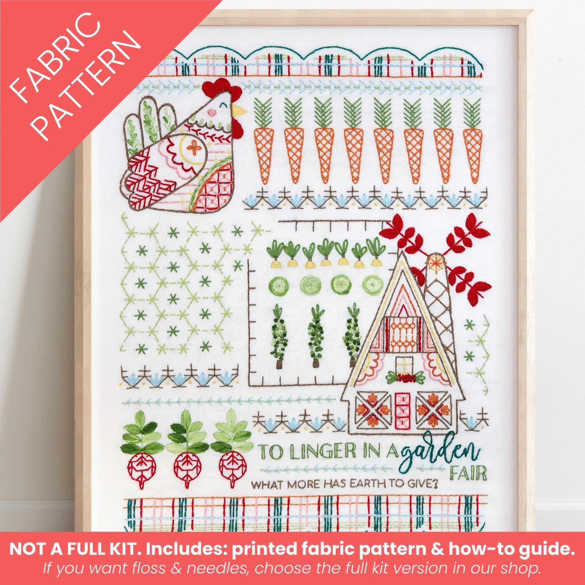 Country Garden Sampler Printed Fabric Pattern - Stitched Stories